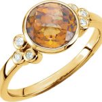 14K Yellow Natural Citrine & .07 CTW Natural Diamond Ring - 66939