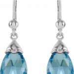 14K White Natural Swiss Blue Topaz Earrings - 64574