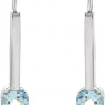 14K White Natural Aquamarine Bar Earrings - 67564