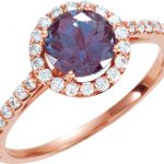 14K Rose Lab-Grown Alexandrite & 3/8 CTW Diamond Ring - 68873