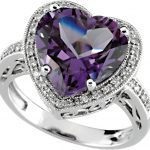 14K White Natural Amethyst & 1/6 CTW Natural Diamond Ring - 65666