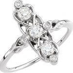 14K White 1/2 CTW Natural Diamond Three-Stone Ring - 122212