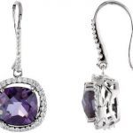 14K White Natural Amethyst & 3/4 CTW Natural Diamond Halo-Style Earrings - 67556