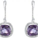 14K White Natural Amethyst & 3/4 CTW Natural Diamond Halo-Style Earrings - 67556