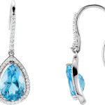 14K White Natural Swiss Blue Topaz & 1/2 CTW Natural Diamond Earrings - 69239