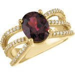 14K Yellow Natural Rhodolite Garnet & 1/3 CTW Natural Diamond Ring - 67197