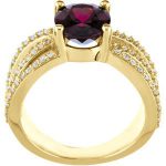 14K Yellow Natural Rhodolite Garnet & 1/3 CTW Natural Diamond Ring - 67197