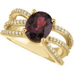 14K Yellow Natural Rhodolite Garnet & 1/3 CTW Natural Diamond Ring - 67197