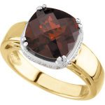 14K Yellow/White Natural Mozambique Garnet & 1/6 CTW Natural Diamond Ring - 67196