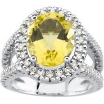 14K White Natural Lemon Quartz & 1/2 CTW Natural Diamond Ring - 67199