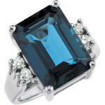 14K White Natural London Blue Topaz & 1/6 CTW Natural Diamond Ring - 67200