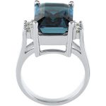 14K White Natural London Blue Topaz & 1/6 CTW Natural Diamond Ring - 67200