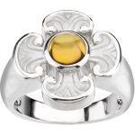 14K White Natural Citrine Maltese Cross Ring - R43046C