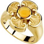 14K Yellow Natural Citrine Maltese Cross Ring - R43046C