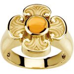 14K Yellow Natural Citrine Maltese Cross Ring - R43046C