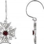 14K White Natural Mozambique Garnet & 1/3 CTW Natural Diamond Earrings - 85349