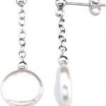 Sterling Silver Cultured White Freshwater Coin Pearl Earrings - 66364