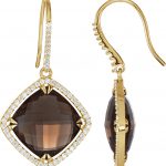 14K Yellow Natural Smoky Quartz & 5/8 CTW Diamond Halo-Style Earrings - 85491