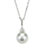 14K White Cultured White Freshwater Pearl & .06 CTW Natural Diamond 18" Necklace - 67461