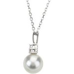 14K White Cultured White Freshwater Pearl & .06 CTW Natural Diamond 18" Necklace - 67461