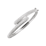 14K White 3 CTW Natural Diamond Bangle 6 1/2" Bracelet - 64208