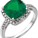 14K White Lab-Grown Emerald & .03 CTW Natural Diamond Ring - 651604