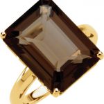 14K Yellow Natural Smoky Quartz Scroll Ring - 67111