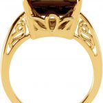 14K Yellow Natural Smoky Quartz Scroll Ring - 67111