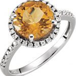 14K White Natural Citrine & 1/6 CTW Natural Diamond Ring - 651449