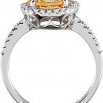 14K White Natural Citrine & 1/6 CTW Natural Diamond Ring - 651449