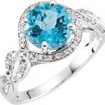 14K White Natural Swiss Blue Topaz & 1/6 CTW Natural Diamond Ring - 651450