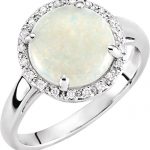 14K White Natural White Opal & .07 CTW Natural Diamond Ring - 651451