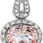 14K White Natural Pink Morganite & 1/8 CTW Natural Diamond Pendant - 651507