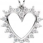 14K White 9/10 CTW Natural Diamond Heart Pendant - 60746