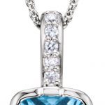 14K White NaturalSwiss Blue Topaz & .05 CTW NaturalDiamond 18" Necklace - 66942