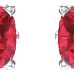 14K White 4x4 mm Cushion Lab-Grown Ruby Earrings - 28190