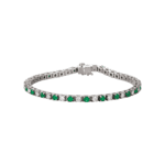 Platinum Natural Emerald & 2 CTW Natural Diamond Line 7" Bracelet - 62078