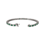 Platinum Natural Emerald & 2 CTW Natural Diamond Line 7" Bracelet - 62078