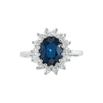 14K White Natural Blue Sapphire & 1/2 CTW Natural Diamond Halo-Style Ring - 68377