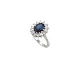 14K White Natural Blue Sapphire & 1/2 CTW Natural Diamond Halo-Style Ring - 68377