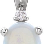 14K White Opal & .01 Diamond Pendant - 1139