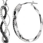 14K White 1/2 CTW Natural Black & White Diamond Hoop Earrings - 68765