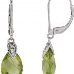 14K White Natural Peridot & .025 CTW Natural Diamond Earrings - 651452