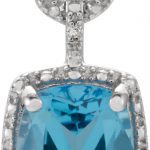 14K White Natural Swiss Blue Topaz & .025 CTW Natural Diamond Pendant - 651603