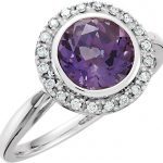 14K White Natural Amethyst & 1/8 CTW Natural Diamond Ring - 651435