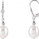 Sterling Silver 9-9.5 mm Cultured White Freshwater Pearl Earrings - 651654