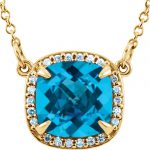 14K Yellow Natural Swiss Blue Topaz & .06 CTW Natural Diamond 16" Necklace - 85904