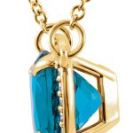 14K Yellow Natural Swiss Blue Topaz & .06 CTW Natural Diamond 16" Necklace - 85904