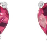 14K White Natural Pink Tourmaline Earrings - 61734