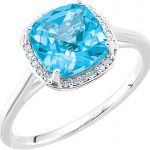 14K White Natural Swiss Blue Topaz & 1/6 CTW Natural Diamond Halo-Style Ring - 71635